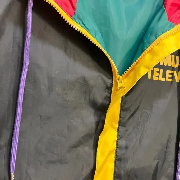 MTV Music Television Windbreaker Hoodie Colorblock WIndbreaker 2020 Jacket - Picture 10 of 12